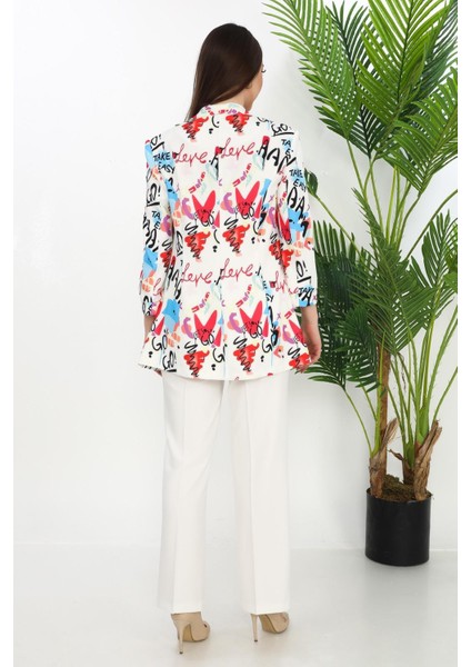 Gnd Kadın Renkli Desenli Oversize Blazer Ceket