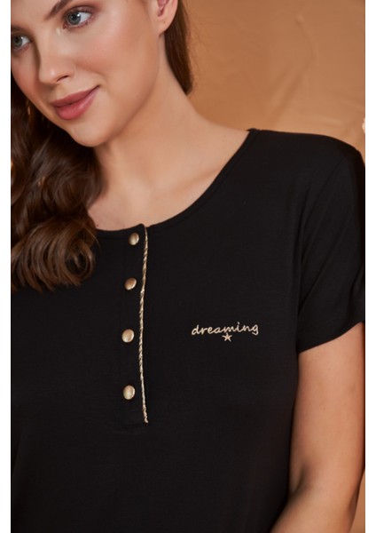Kadın Patlı Düğme Pijama Takımı 27068