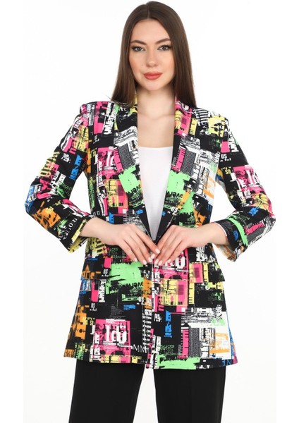 Gnd Kadın Renkli Desenli Oversize Blazer Ceket