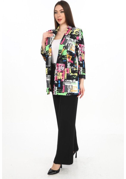 Gnd Kadın Renkli Desenli Oversize Blazer Ceket