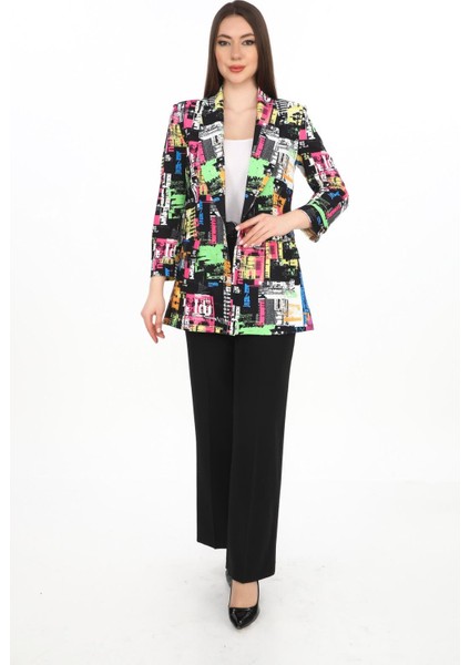 Gnd Kadın Renkli Desenli Oversize Blazer Ceket