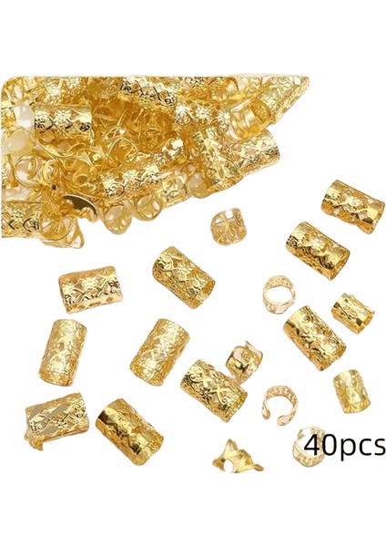 40PCS Alaşım Saç Takı Saç Manşetleri Örgüler Için Metal Dreadlock Boncuklar Saç Manşetleri Halkalar Çok Tarzı Örgüler Aksesuarlar Metal Renk: Altın Rengi (Yurt Dışından)