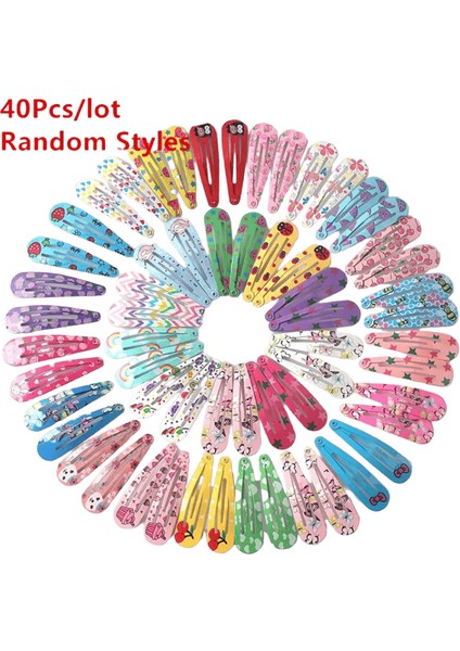 40PCS/LOT Saç Aksesuarları Kızlar Saç Tokası Baskı Karikatür Meyve Hayvan Çiçek Saç Klipli Sevimli Toz Saç Sapı Yeni Çocuklar Headdresscolor: D (Yurt Dışından)