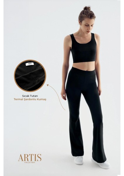 Termal Şardonlu Sıcak Tutan Esnek Kışlık Ispanyol Paça Tayt T23