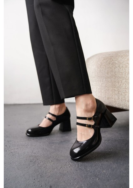 Kadın Gomes Platform Topuklu Ayakkabı - Siyah-Rugan