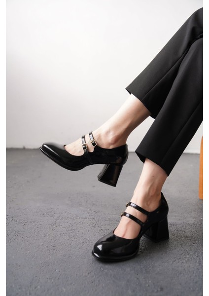 Kadın Gomes Platform Topuklu Ayakkabı - Siyah-Rugan modelleri