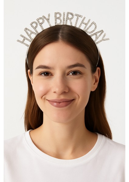 Premium Kristal Taşlı Happy Bırthday Taç 2252