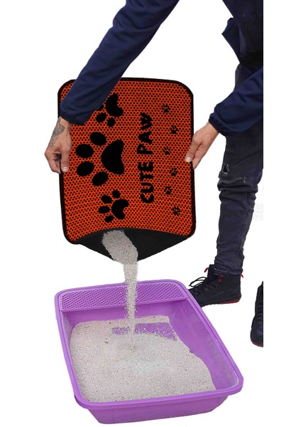 Elekli Tuvalet Önü Desenli Kedi Kumu Paspası 45 x 60 cm