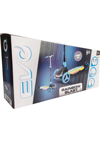 3 Tekerlekli Katlanabilir Rainbow Blast Işıklı Mavi Scooter ile Her Yolculuk Bir Renk Şöleni!