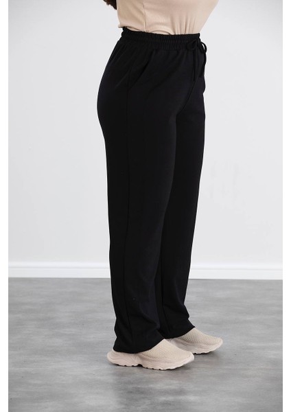 Kadın Büyük Beden Kristal Kumaş Beli Lastikli Pantolon modelleri