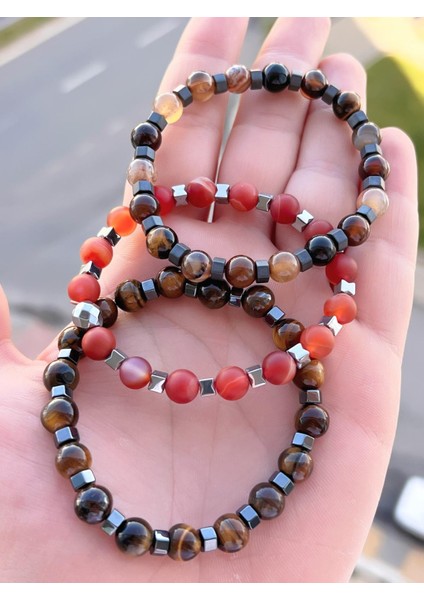 Nursaat 3 Lü Özel Tasarım Unisex Doğal Taş Bileklik Çakra, Turkuaz, Yeşim, Akik ve Sitrin Taşları 10 modelleri