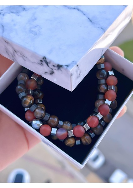 Nursaat 3 Lü Özel Tasarım Unisex Doğal Taş Bileklik Çakra, Turkuaz, Yeşim, Akik ve Sitrin Taşları 10 fırsatları