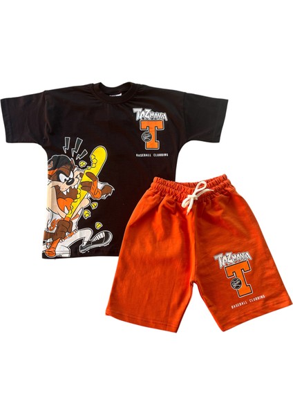 Erkek Çocuk Tazmania Baskılı Şortlu Takım