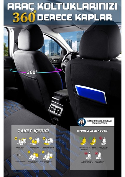 Volkswagen Polo (2018-2024) Uyumlu Tam Set Oto Koltuk Kılıfı Platınum Serisi .4 indirimleri
