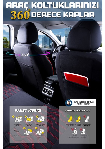 Volkswagen T-Cross (2023-2024) Uyumlu Tam Set Oto Koltuk Kılıfı Platınum Serisi .3 indirimleri