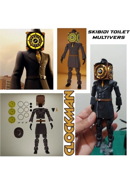 Skıbıdı Toılet Multıverse - Clockman Şibili Tuvalet Saat Adam Figür 15CM