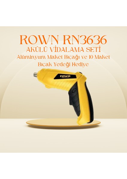RN3636 Akülü Vidalama Seti 3.6V Li-Ion Batarya + Maket Bıçağı ve Maket Bıçağı Yedeği Hediyeli