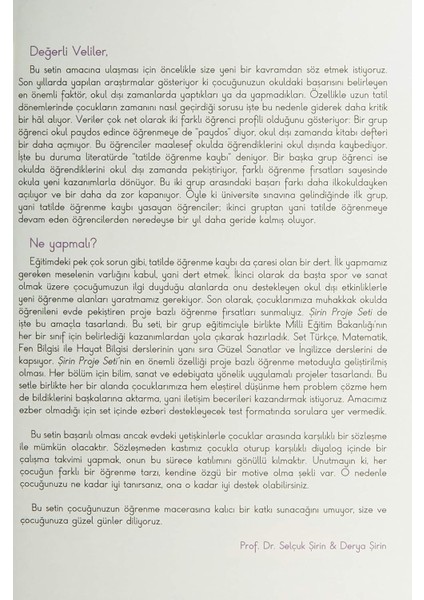 Şirin Proje Seti 2.Sınıfa Hazırım - Prof. Dr. Selçuk Şirin - Derya Şirin modelleri