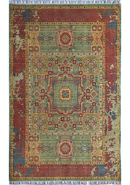 Harem HRM07 Aqua Antıqgeleneksel Desenlere Sahip Yün ile Üretilen Renkli Özel Tezgah Halısı