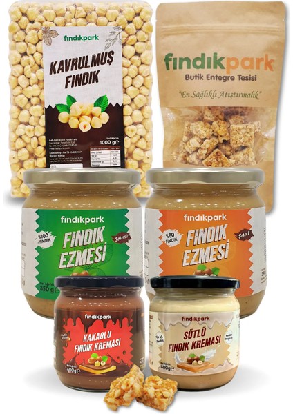 Muhteşem 6lı Fındık Kreması Fındık Ezmesi Kavrulmuş Fındık ve Fındık Krokan Paketi