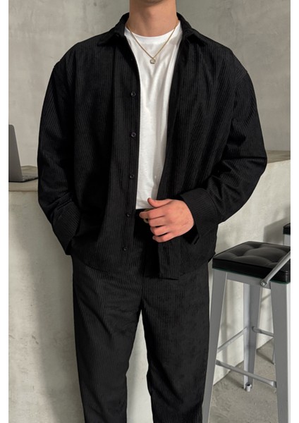 Erkek Oversize Kesim Kadife Gömlek