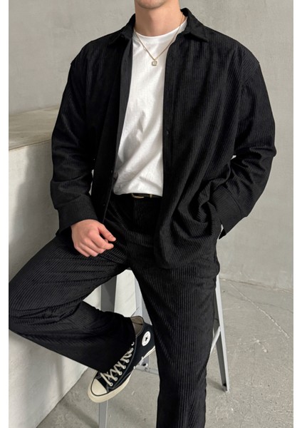 Erkek Oversize Kesim Kadife Gömlek modelleri