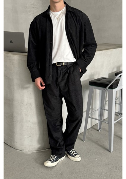 Erkek Oversize Kesim Kadife Gömlek fırsatları