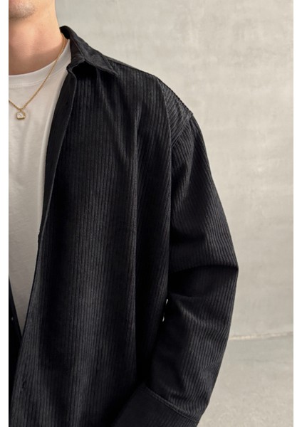 Erkek Oversize Kesim Kadife Gömlek indirimleri