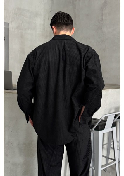 Erkek Oversize Kesim Kadife Gömlek
