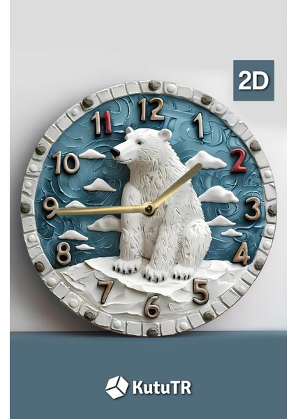 Sessiz Yuvarlak Ahşap Duvar Saati, Kuvars Hareketli 2d Kedi Desen 2d Ahşap Kutulu SDW015