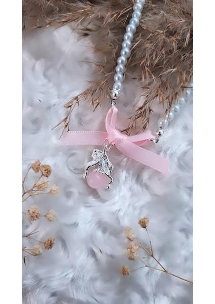Pembe Opal Taşlı Çelik Zincir Y2K Incili Kolye modelleri