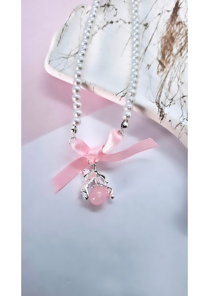 Pembe Opal Taşlı Çelik Zincir Y2K Incili Kolye fırsatları