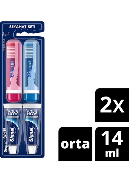 White Now Diş Macunu 14 ml - Diş Fırçası Seyahat Seti 2’li