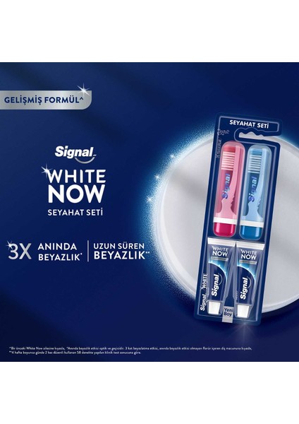 White Now Diş Macunu 14 ml - Diş Fırçası Seyahat Seti 2’li