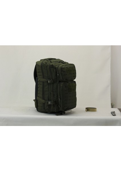 50 Litre Lazer Kesim Haki Cordura Kumaş Sırt Çantası