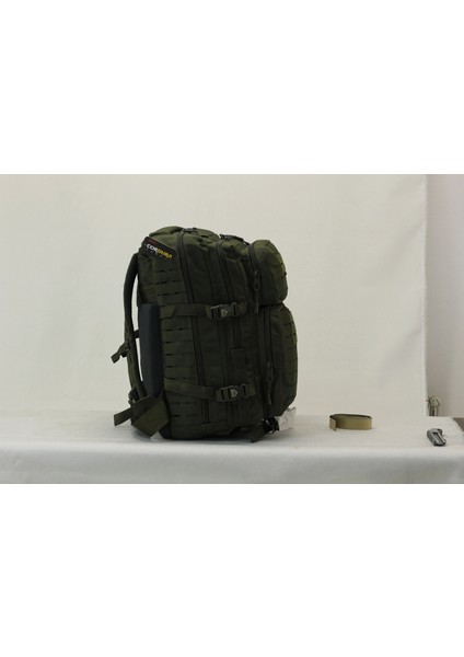 50 Litre Lazer Kesim Haki Cordura Kumaş Sırt Çantası