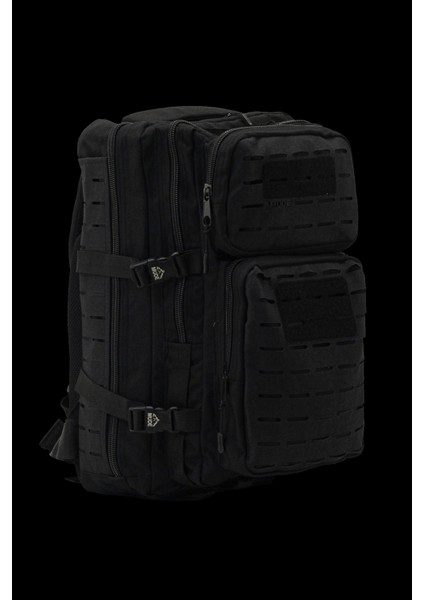 50 Litre Lazer Kesim Siyah Cordura Kumaş Sırt Çantası