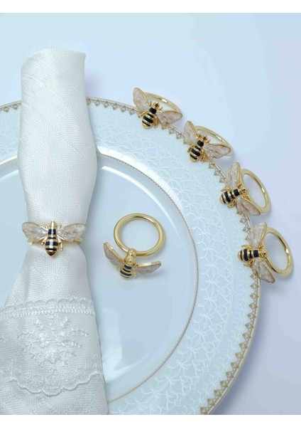 6'lı Gold Arı Halka Peçete Yüzüğü