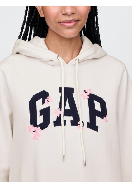 Kadın Bej Vintage Soft Gap Logo Sweatshirt Elbise
