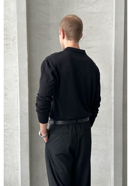 Erkek Pamuklu Polo Yaka Oversize Triko Kazak indirimleri