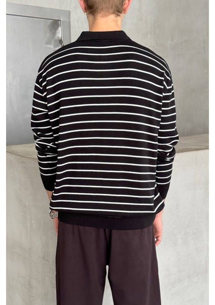 Erkek Pamuklu Polo Yaka Oversize Triko Kazak fırsatları