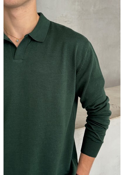 Erkek Pamuklu Polo Yaka Oversize Triko Kazak modelleri