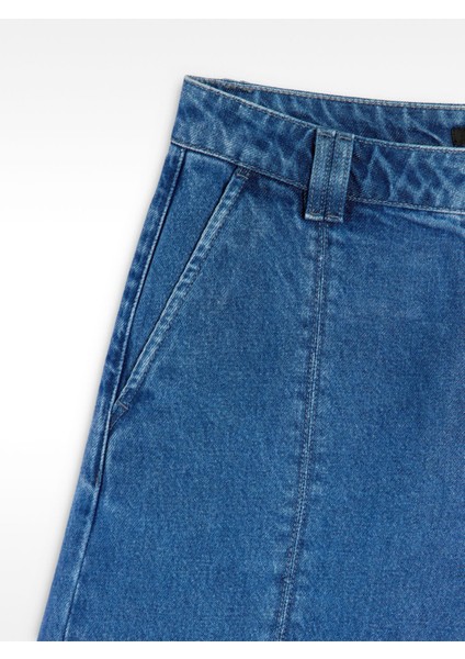 %100 Pamuklu Denim Bermuda Şort