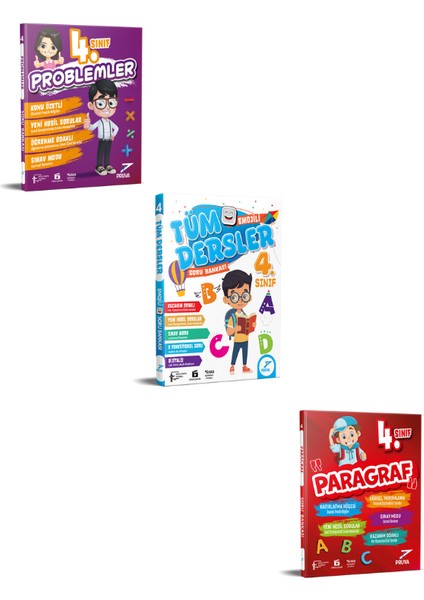 4. Sınıf Tüm Dersler Emojili+Paragraf+Problem Soru Bankası(3kitap)