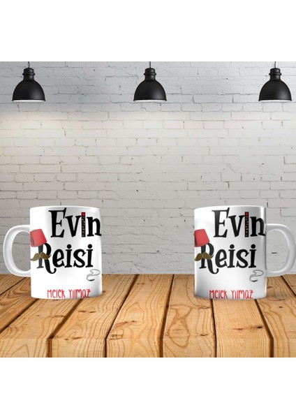 Evin Reisi Kişiye Özel Baskılı Yeni Tasarım Sihirli Kupa Bardak Özel Kutusunda