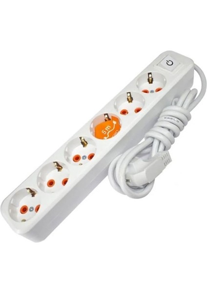 Asel 6'lı Grup Priz Anahtarlı 5mt