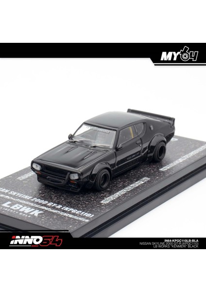 Inno 1/64 Nissan Skyline 2000 Gt-R (KPGC110) Lb Works "kenmeri" Black modelleri