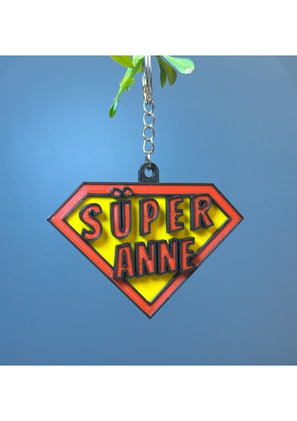 Süper Anne Anahtarlık | Anneler Günü Hediyesi | Eğlenceli & Anlamlı Tasarım 3D Baskı