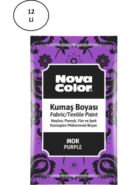 Nova Color Toz Kumaş Boyası Mor 12 gr NC-907 12'li