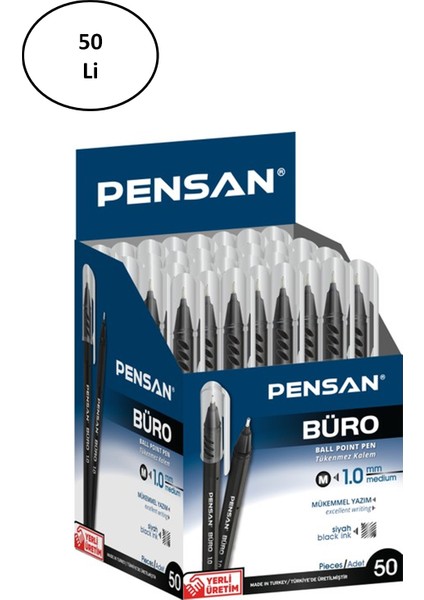 Pensan Tükenmez Kalem 2270 Büro Tipi 1 mm Siyah 50'li